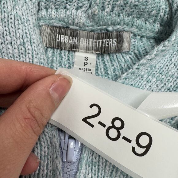 Urban Outfitters Jacket Womens Small Blue Rhode Distressed Hooded Cardigan Crop - Picture 7 of 12